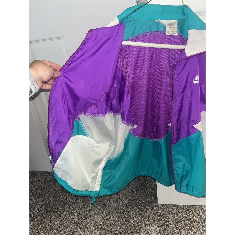 Vintage 80s 90s Nike Gray Tag Swoosh Color Block Windbreaker Jacket M 10-12 - Picture 8 of 12